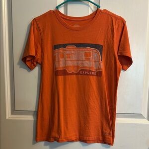 Life Is Good Orange and Blue Short Sleeve Tee